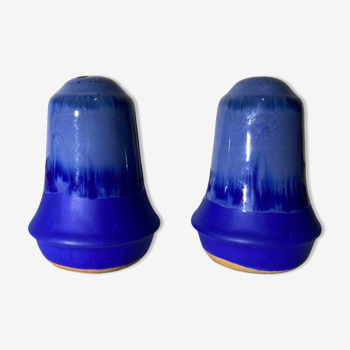 60s Ceramic Salt and Pepper Shakers | Vintage Salt and Pepper Shakers Blue Colored - 1960s