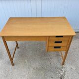 Scandinavian desk in light teak wood with 3 + 1 drawers, vintage from the 60s