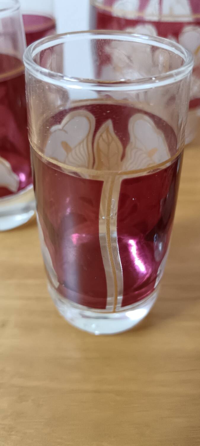 Liqueur carafe and its 6 glasses Italy
