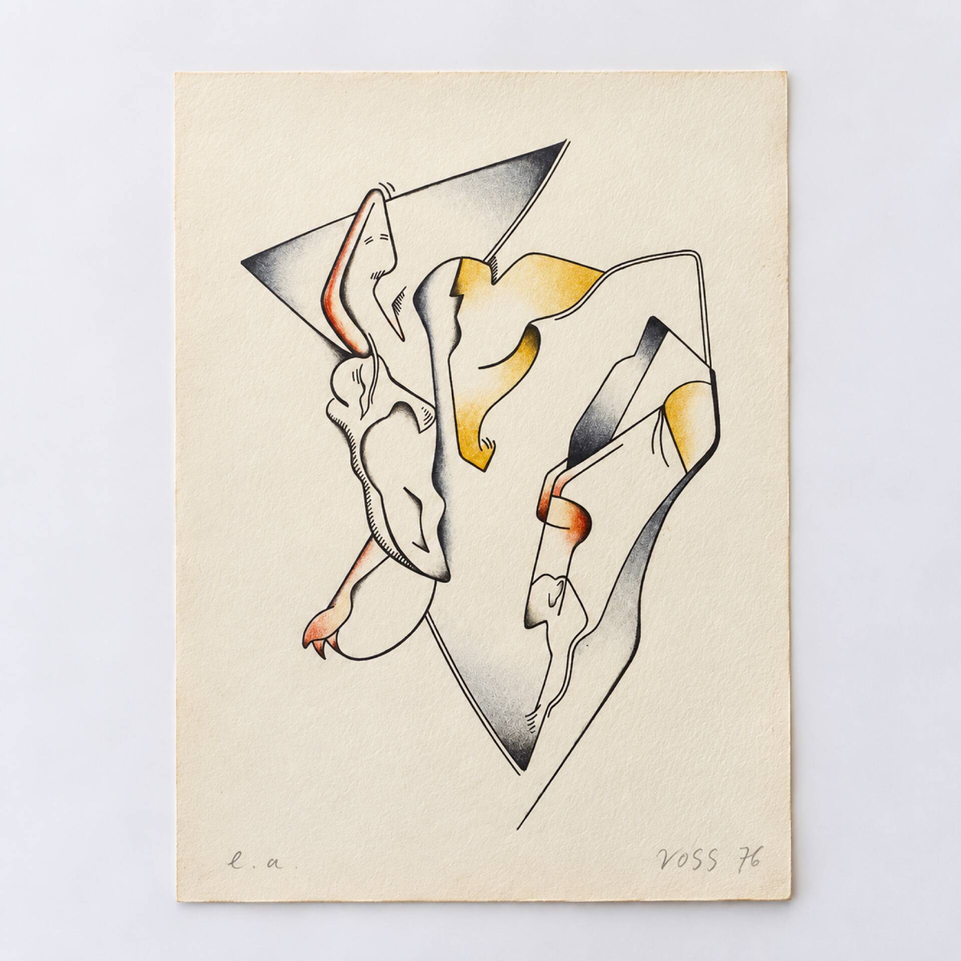 Lithograph jan voss 1976 / abstract surrealist modernist vintage
