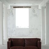 Stouby Møbelfabrik, two-seater sofa in mid-century style in brown leather, 1970s.