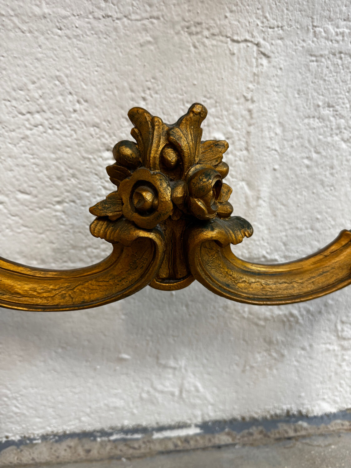 Carved gilded wooden console and marble in Louis XV style