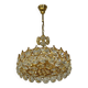 1970s Palwa Chandelier, gold plate and faceted crystals
