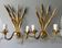Pair of wheat spike wall lights in gilded metal, 1970s