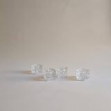Set of 4 chiseled glass candle holders
