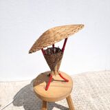 Rattan lamp scoubidou 1960