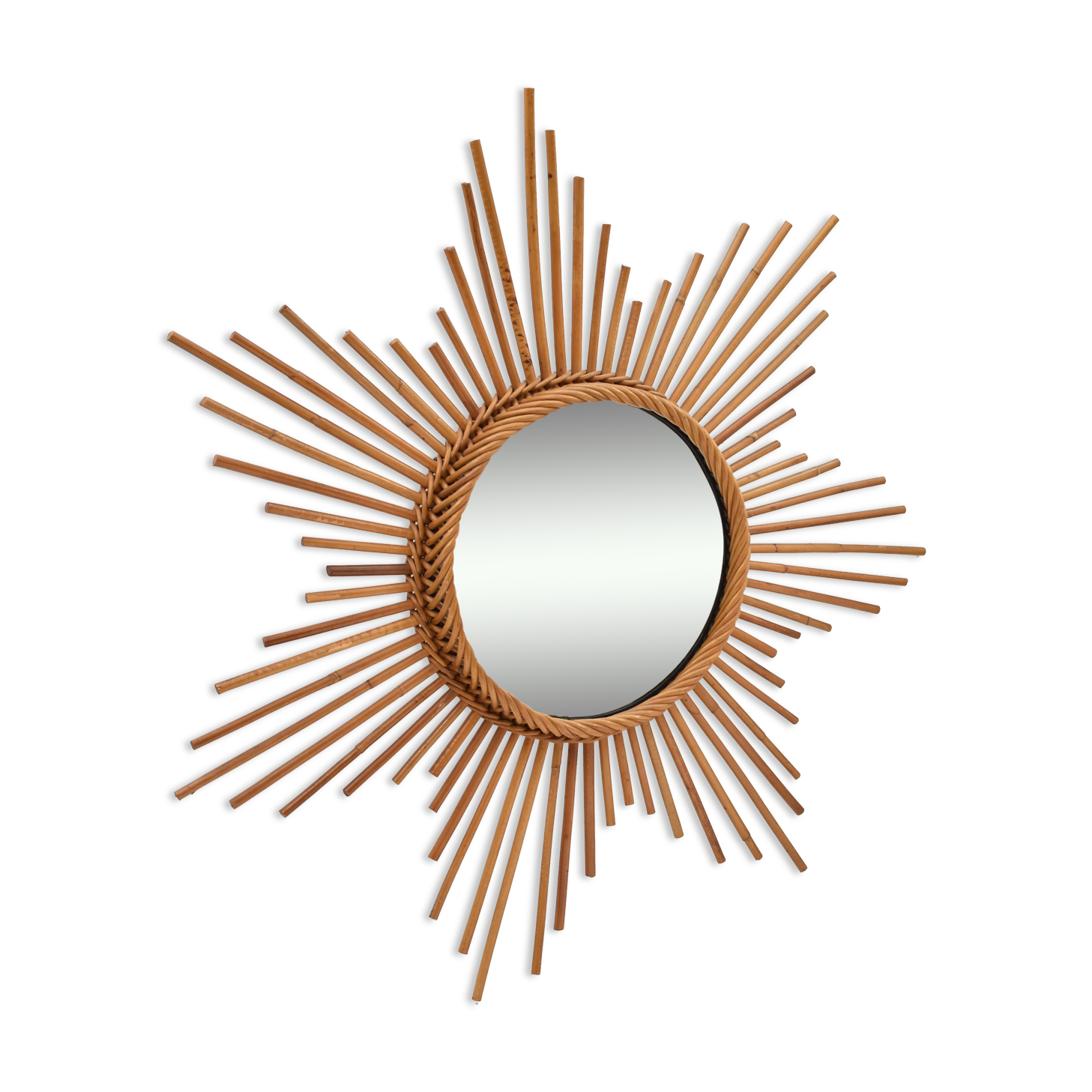 Vintage Sun rattan mirror 68cm