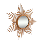Miroir vintage soleil en rotin 68cm