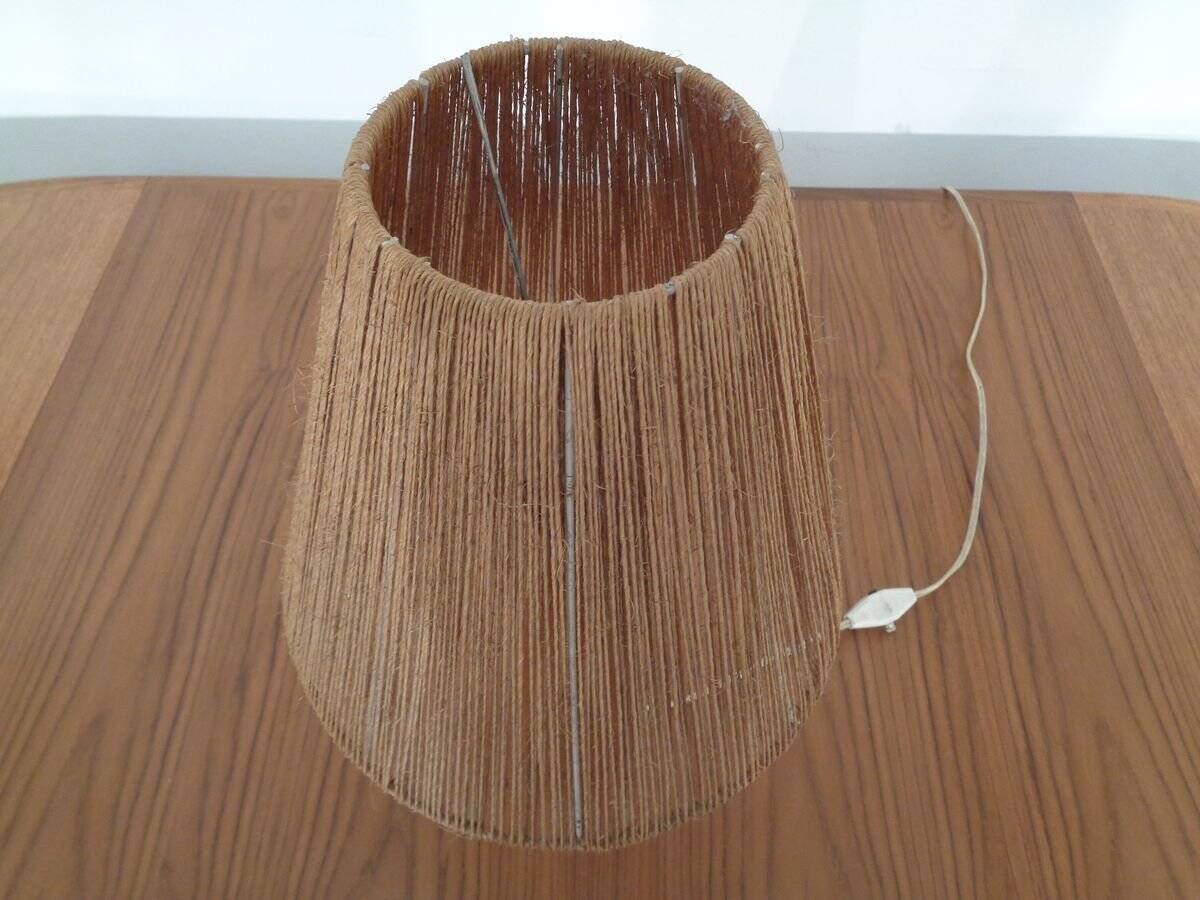 Mid-Century Danish Teak and Sisal Table Lamp, 1950s