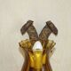 Pair of Hand Forged Wrought Iron Medieval Style Wall Lights with Amber Shades 42