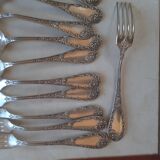 6 spoons & 6 silver metal forks, Ercuis