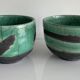 Pair of raku tea bowls, handmade ceramics
