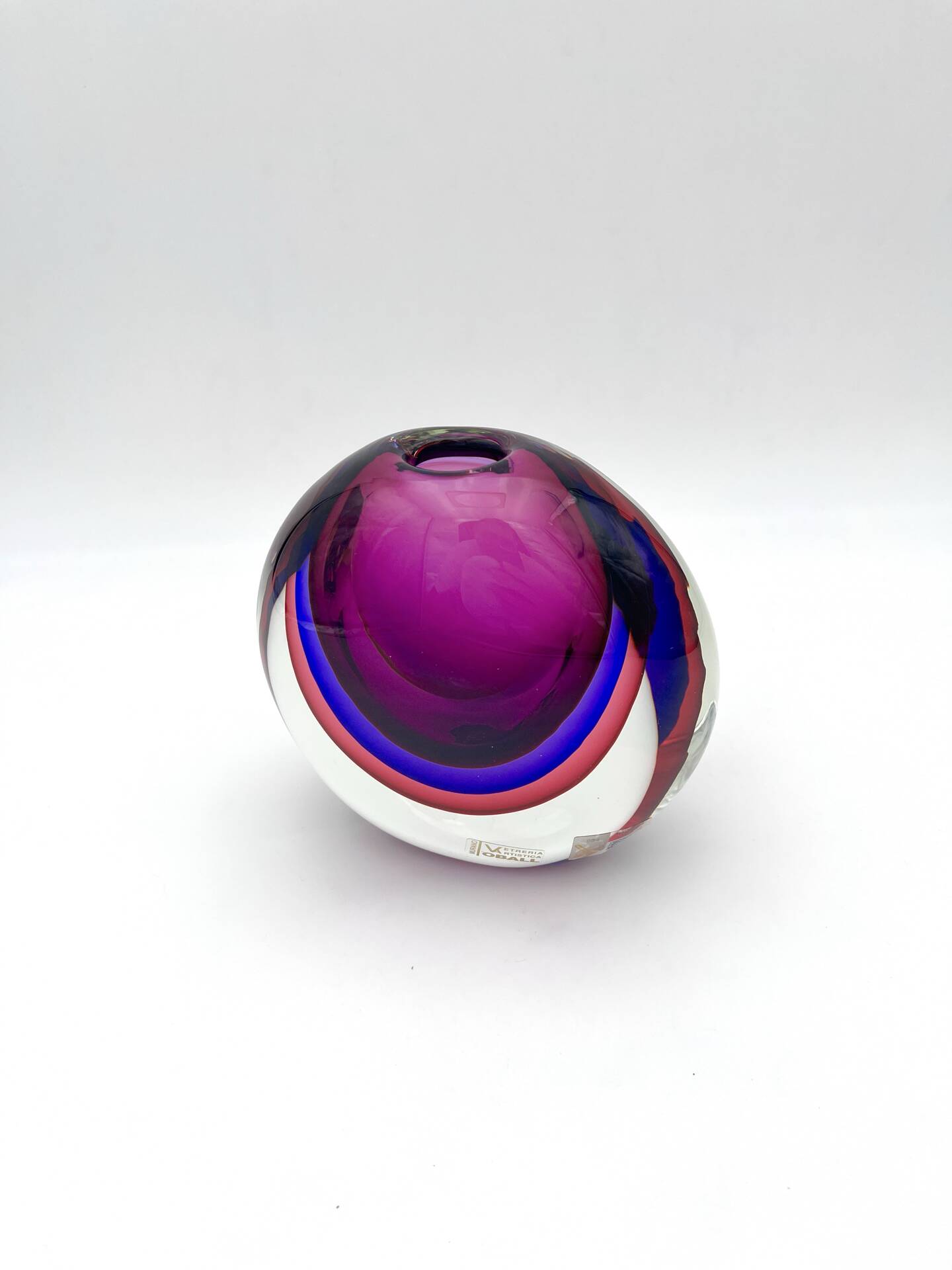 Vase Michele Onesto Oball Quadruple Sommerso Signed 15.5cm 2.7kg Ethique