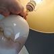 Sakura table lamp white/ pink glass, by Michael Bang for Holmegaard Denmark