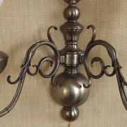 Vintage French silvered Flemish double wall sconce with opaque white glass shade 5007.