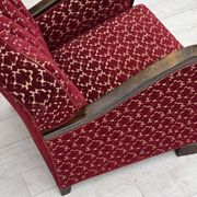 1960s, Danish armchair, cherry-red furniture velour, oak wood.