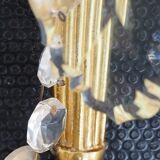 Pair of wall lamps two bronze lights with grapevines and crystal garlands – Louis XV style