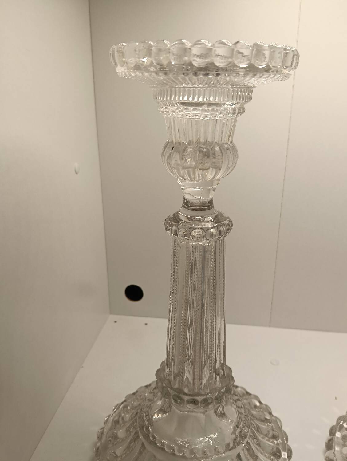 Pair of vintage glass candlesticks