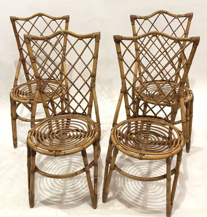 Set of 4 rattan chairs from the 60s