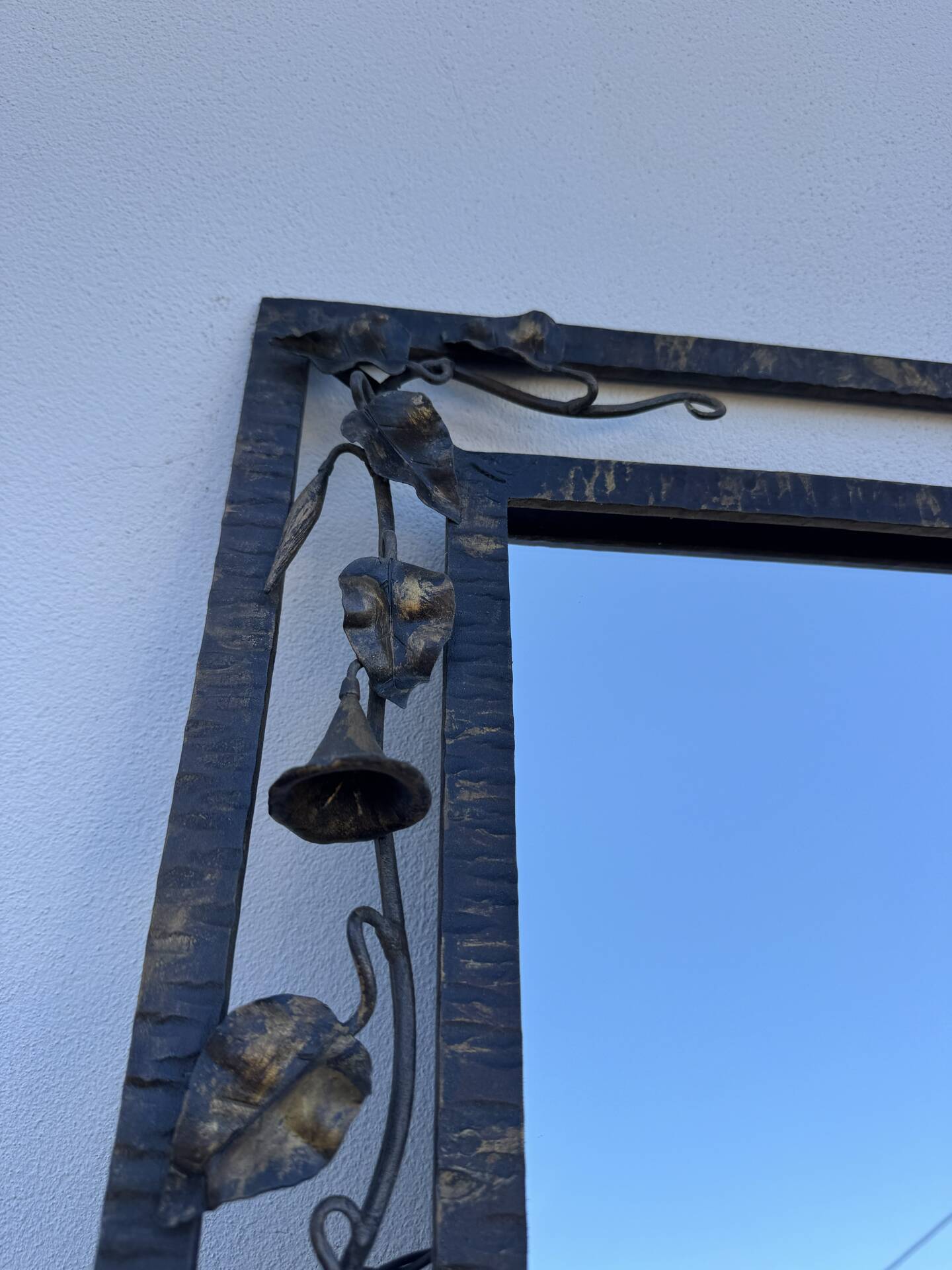 Wrought iron mirror with ivy Art Deco