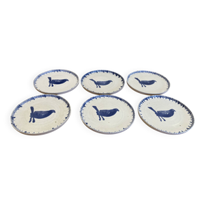 6 assiettes faites à - main