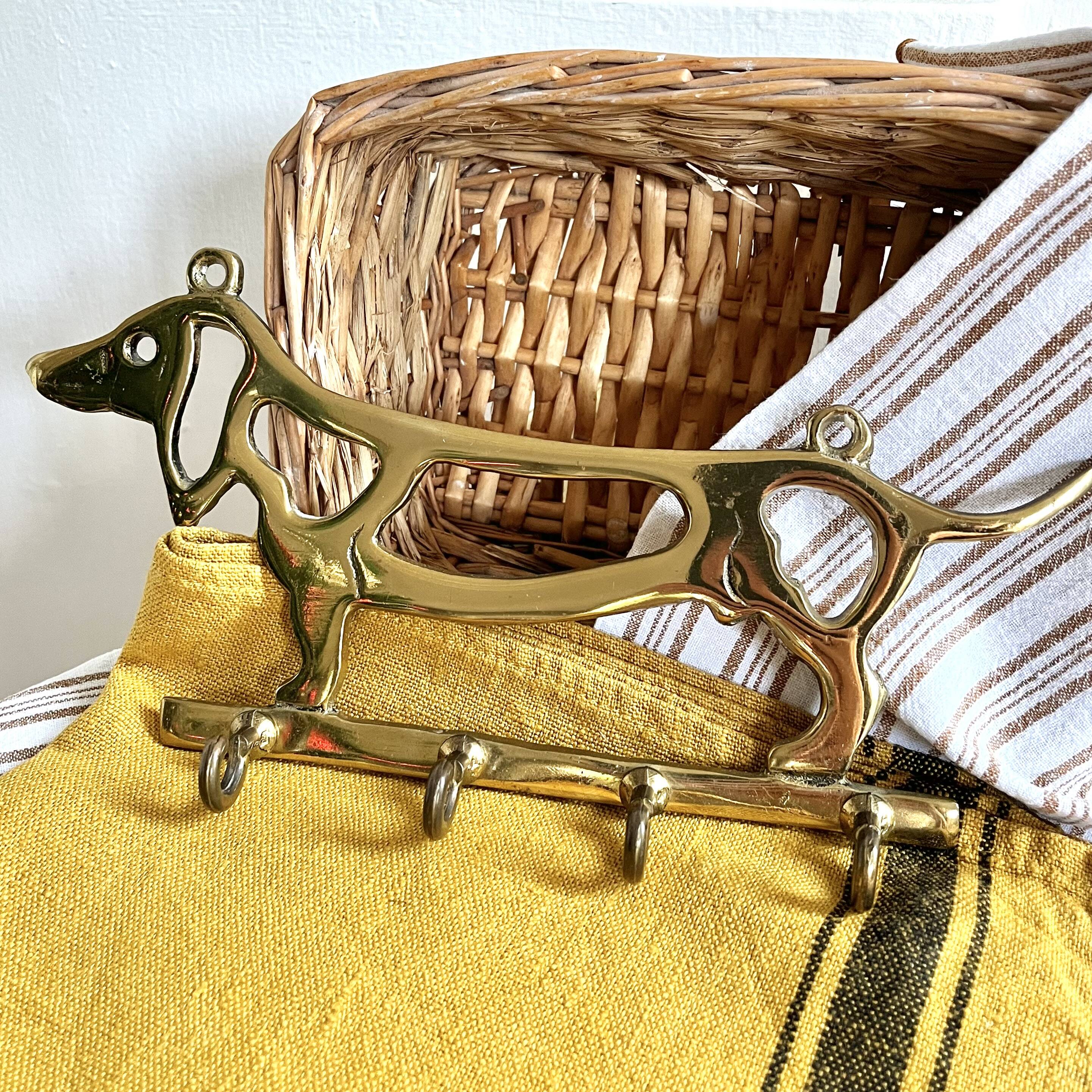 Patère anglaise en laiton chien