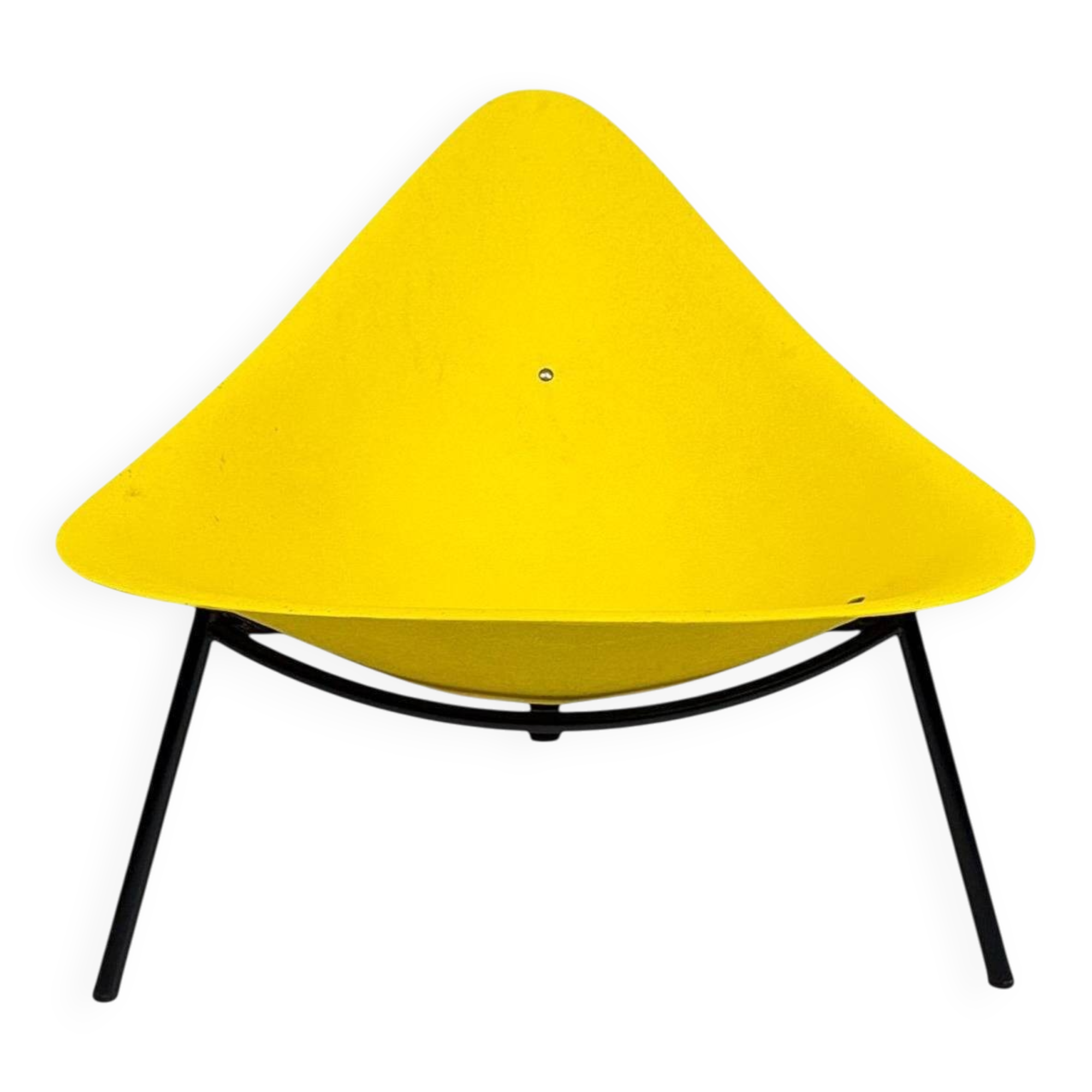 Yellow Tripod Lounge Chair by Ed Merat, France 1956