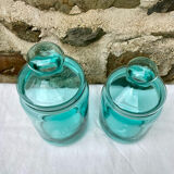 Set of 2 turquoise glass jars