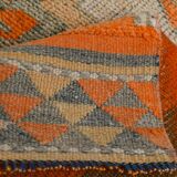 Pumpkin Orange & Grey Turkish Vintage Runner Rug, 86x356 Cm