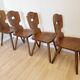 Chaises de salle à manger en bois tyrolien vintage - Style ferme des années 1970 - Ensemble de 4