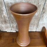 Old Large Model Vase Stoneware Brown Beige 60s Vintage