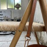 Beech and straw folding chair from the 80s