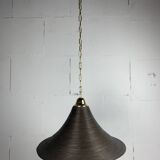 Pencil Reed, Rattan, Bamboo and Brass Pendant Hanging Lamp, Italy, 1970s