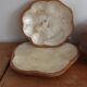 Empty wooden and mother-of-pearl pocket