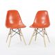 Orange Pair (2) Herman Miller Original Eames DSW Dining Side Shell Chairs