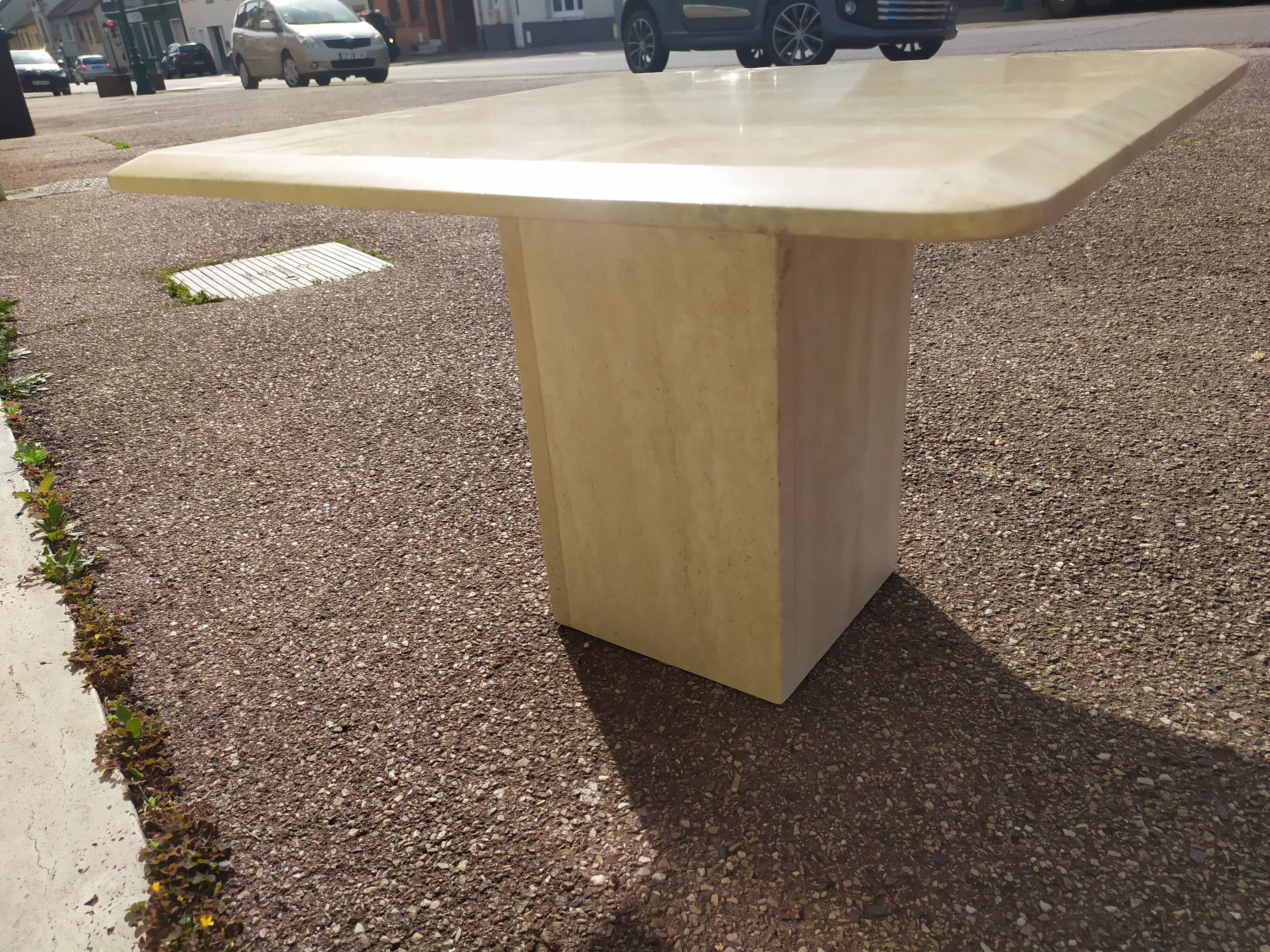 Square travertine coffee table