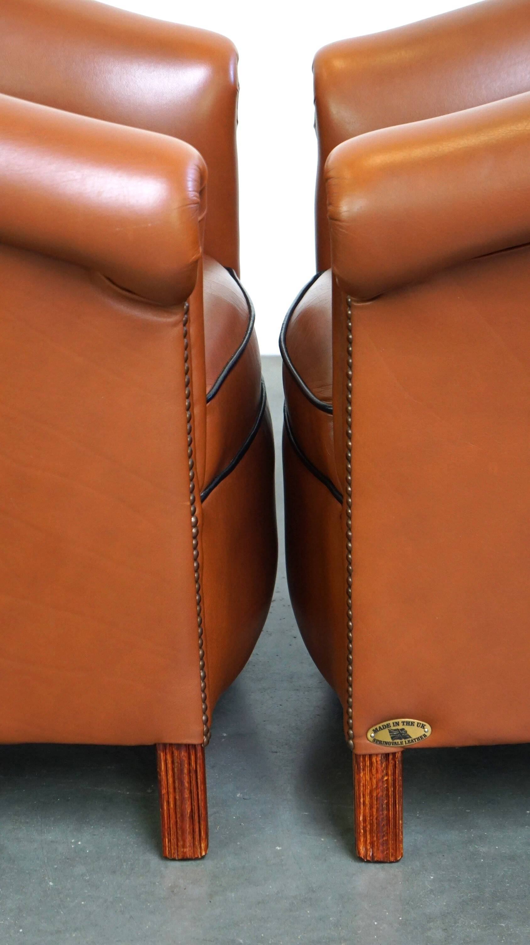 Set of original English handmade springvale club chairs in good condition