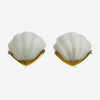 Pair of shell wall lamps