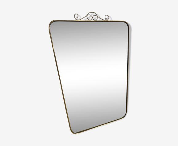 Miroir en laiton moderne du milieu du siècle avec dessus de design incurvé 54x80cm