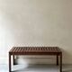 Bench / modernist coffee table made of wooden slats, 1970s design.