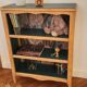 Renovated green cedar wood bookshelf