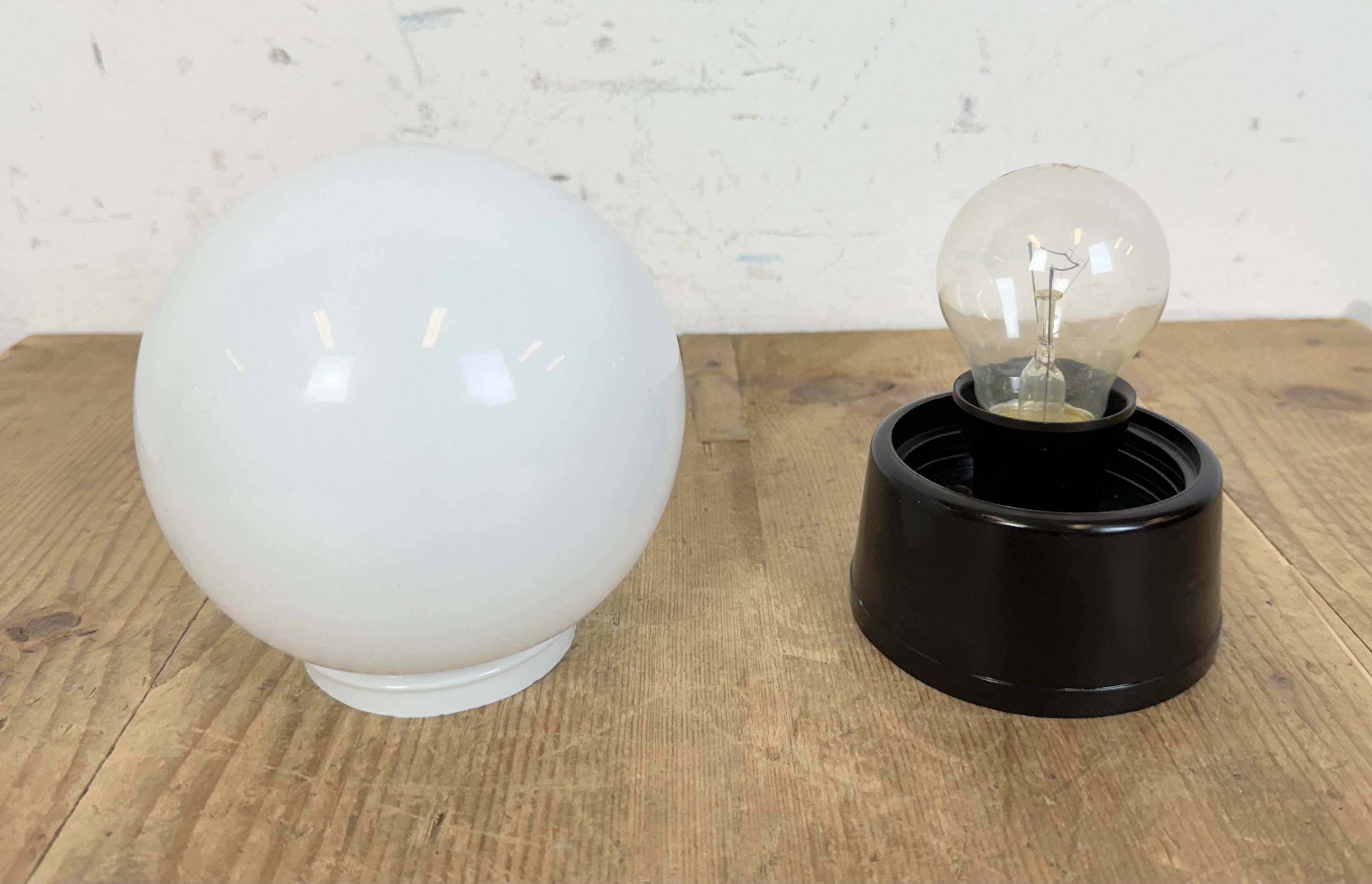 Vintage Brown Bakelite Wall or Ceiling Light with Milk Glass, 1960s