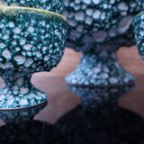 Salad bowl and its 6 Lava Green bowls in Vallauris style.