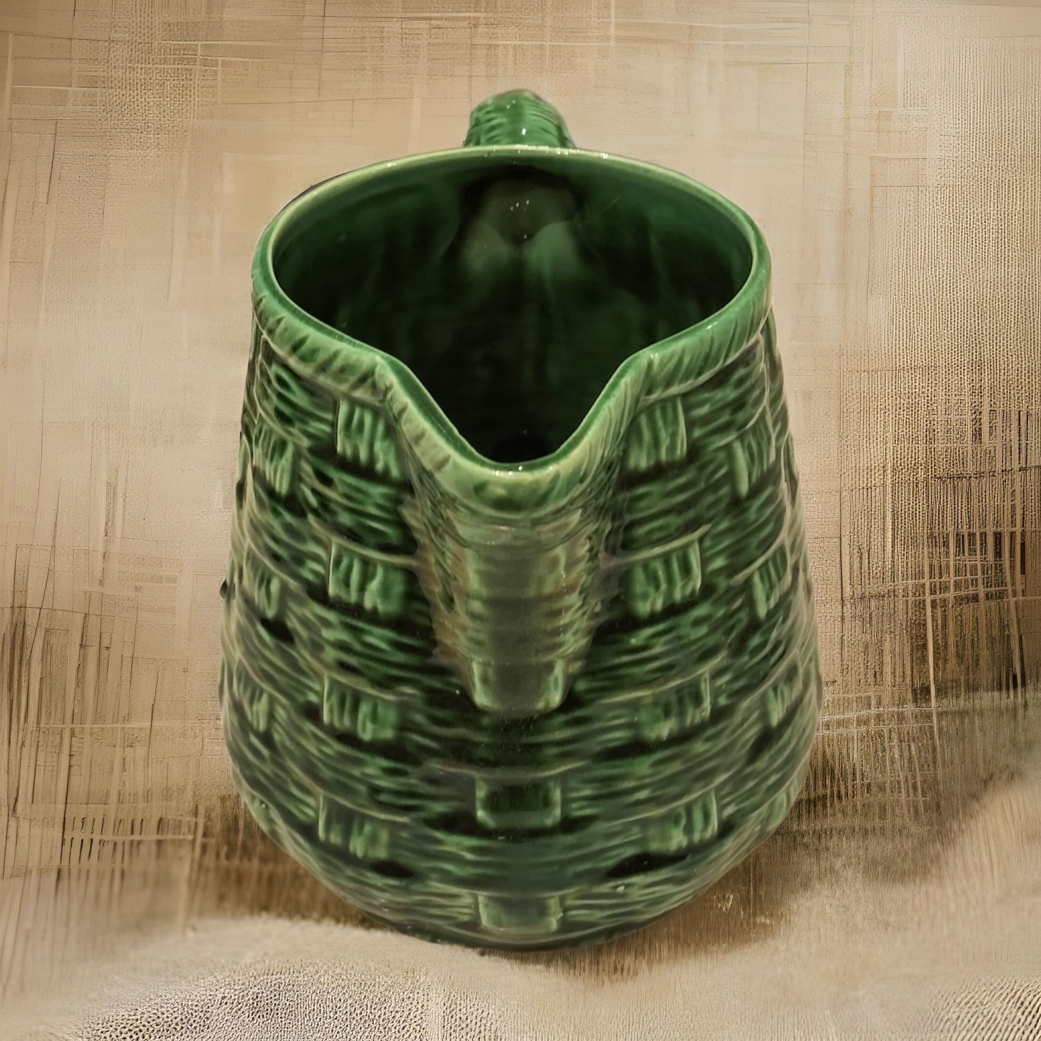 Slurry pitcher digoin sarrreguemines model 7308 green braiding