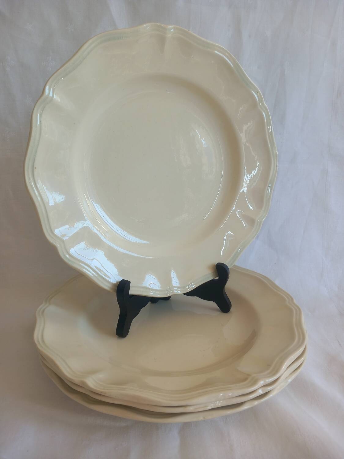 Set of 4 Digoin Sarreguemines Soup Plates – Ivory French Ironstone