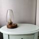 Vintage wooden table lamp with glass lampshade, 80s
