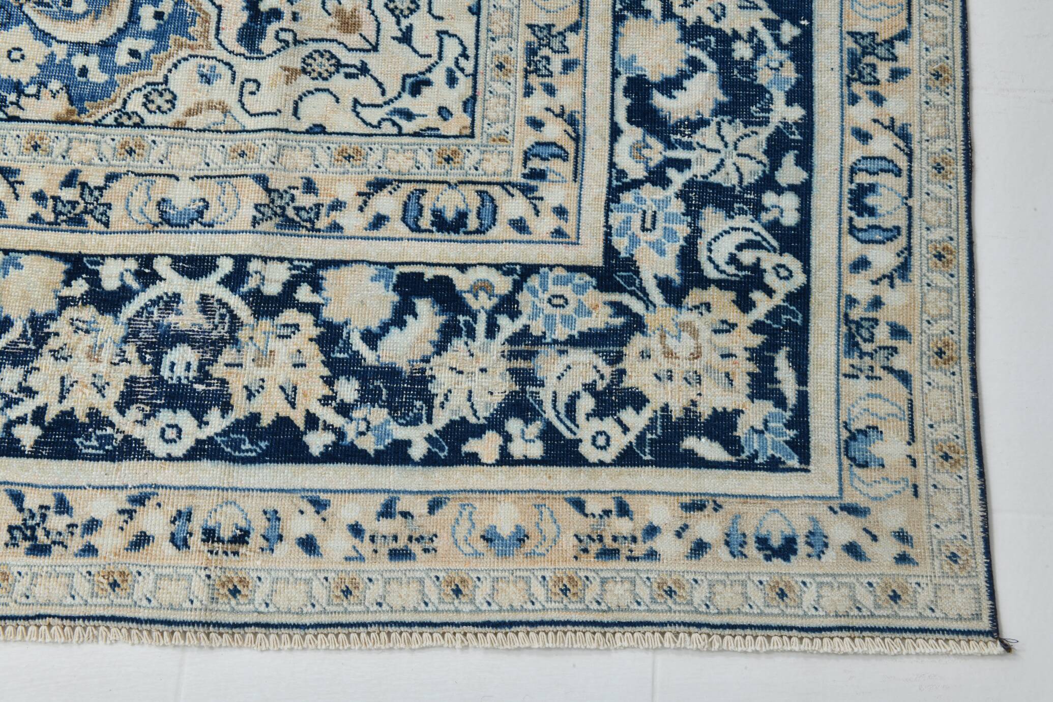 Élégance Persane en Bleu, Tapis Vintage d’Artisanat Raffiné, 282x385 Cm