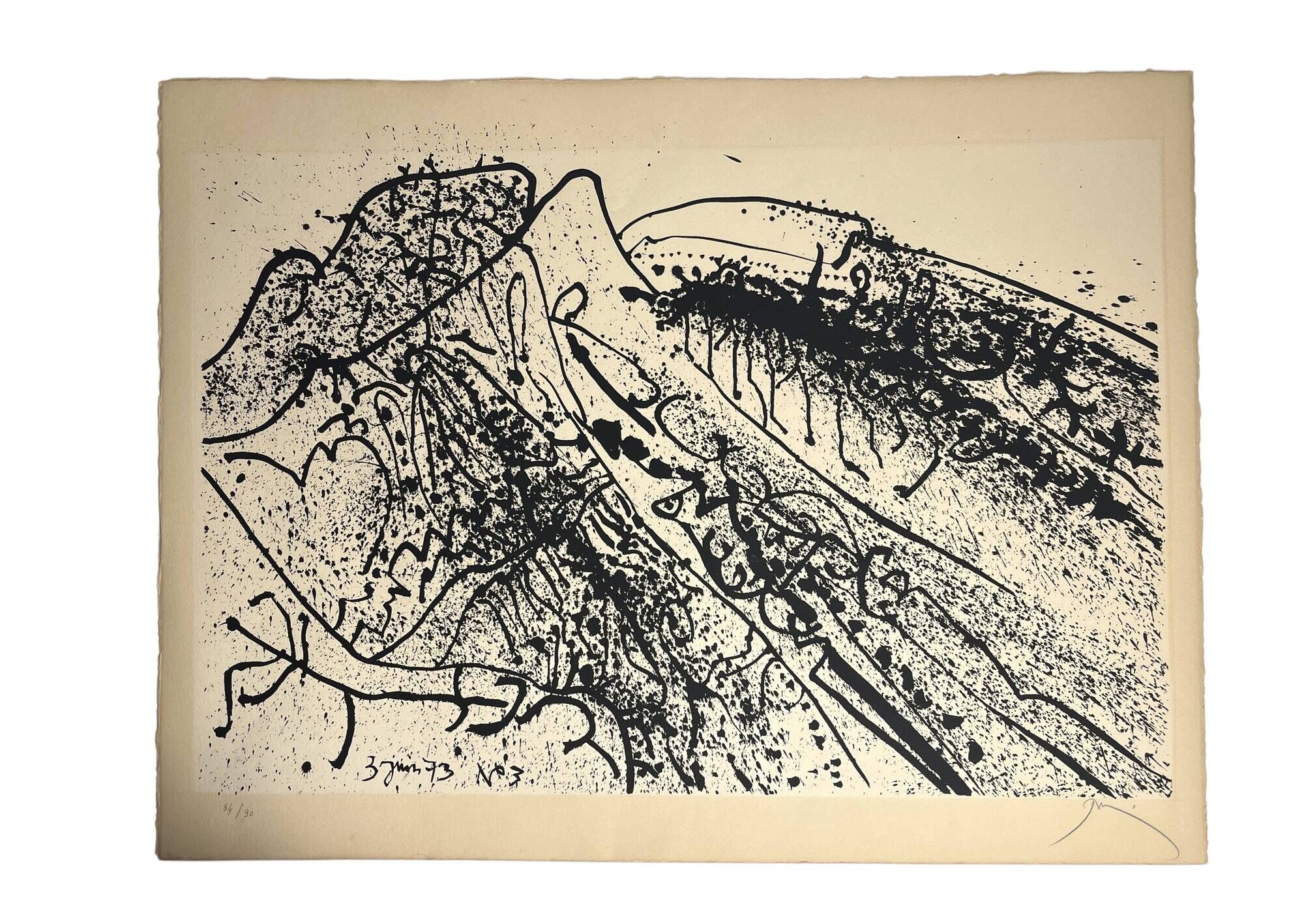 Mario Prassinos, Lithograph Alpilles series 3 dated 1973