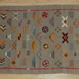 Berber carpet wool woven and embroidered from the High Atlas