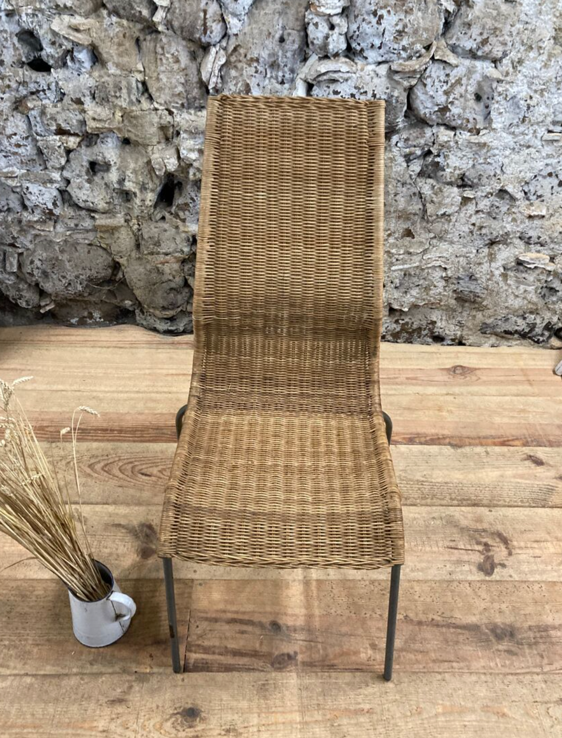 Vintage 1980 Ikea chair in rattan and aluminum